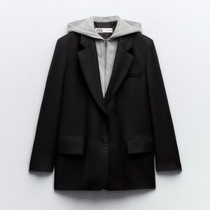 Zara CONTRASTING HOODED BLAZER